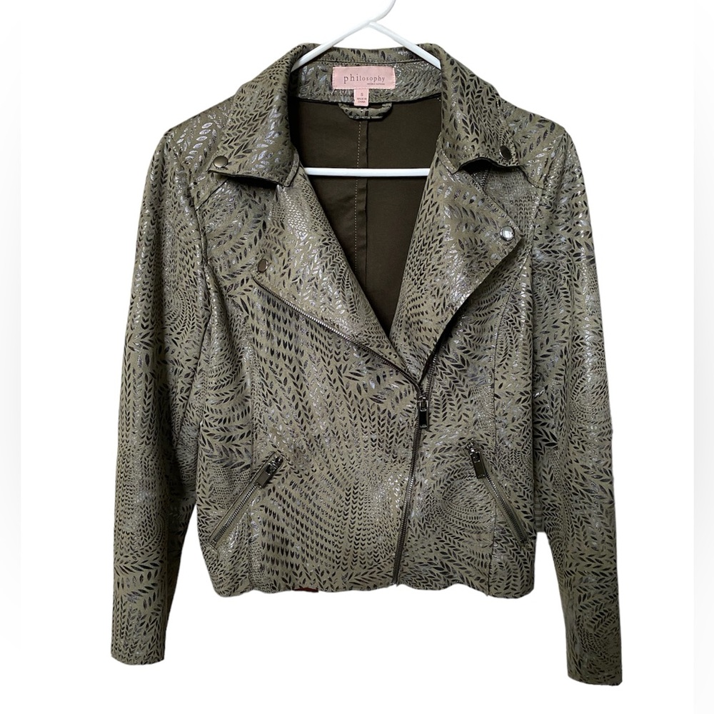Philosophy feaux leather moto jacket size Small